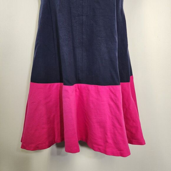 Eliza J Dress Size 6 Blue Pink Color Block Fit And Flare A Line Pockets Knee - Picture 6 of 12